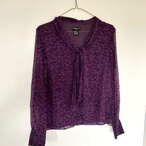 Willi Smith Purple Animal Print Blouse